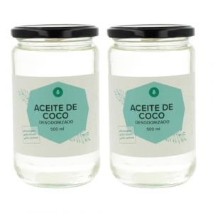 PLANETA HUERTO | Lot de 2 huiles de coco d&eacute;sodoris&eacute;es bio 500 ml &ndash; Sans go&ucirc;t ni odeur, id&eacute;ales pour une cuisine saine et pour les soins de la peau et des cheveux. (PlanetaHuerto-es, neuf)