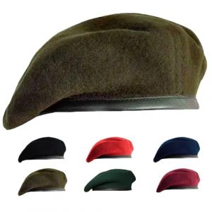 Gajaous B&eacute;rets Militaires pour Hommes et Femmes, Chapeaux de b&eacute;ret de l'arm&eacute;e en Laine et Cuir (Noir, Rouge, Vert, Bleu Marine, Vert fonc&eacute;, Rouge vin) (Gajaous, neuf)
