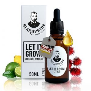 BEARDPRIDE Let it Grow - Huile de Barbe Naturelle pour la Croissance de la Barbe - Avec huile de ricin, huile d'amande et huile d'argan - Pour barbe compl&egrave;te & barbe de trois jours - 100 % naturelle (LinaCare, neuf)