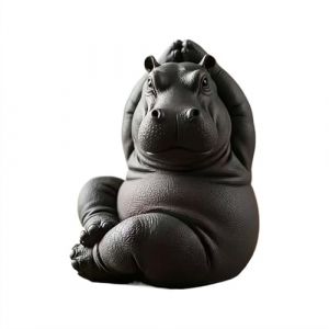 Clumsy Yoga Master Hippopotame – Le yogi adorablement imparfait, statue d'hippopotame 3D, statue d'hippopotame amusante en résine, sculpture de méditation unique pour la maison et le bureau 1 (Hezhuo2025, neuf)