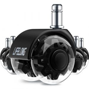 Roulettes de chaise de bureau, roulettes pour sols durs 11x22mm pour remplacer les chaises, roulettes silencieuses et douces (NON compatibles avec IKEA 10mm), Noir (Quality with Trust, neuf)