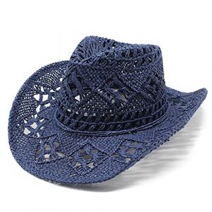 Chapeau de Cowboy Western Femme Homme Été Western Cowboy Chapeau Shapeable Chapeau de Paille Creusé Chapeau de Soleil Casquette pour Voyage Plage Extérieur Pêche (NiceYear, neuf)