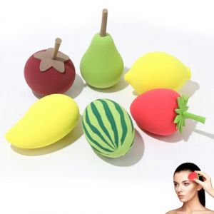 TenaLucy 6 S&eacute;rie Fruits Pi&egrave;ces Beauty Blender, Washable Sponge Replacement Eponge Maquillage, Make-up Egg, Colourful Powder Houpette pour Fonds de Teint, Poudres Liquides Etc, Application Facile (mingyufamly, neuf)