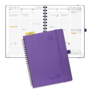 POPRUN Agenda 2025 2026 Semainier 22 x 16,5 cm D'Août 2025 à Déc 2026, Planner Vertical Scolaire 17 Mois avec Couverture Souple Spirale, Règle et signet, Papier 80g/m², Pourpre (Time Works Wonders, neuf)