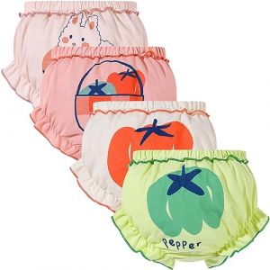 SEAUR Bloomer Short Culotte en Coton pour B&eacute;b&eacute; Fille Gar&ccedil;on 4 Pi&egrave;ces Short &agrave; Volants Slips Elastique Short &agrave; Pain Mignon Couleur 2 110 2-3 Ans (DIGECM, neuf)