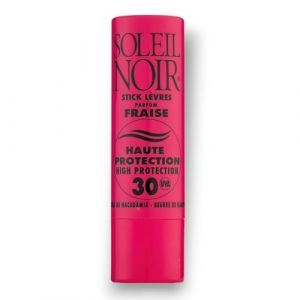 Soleil Noir - Stick L&egrave;vres Go&ucirc;t Fraise - SPF 30, Haute Protection Solaire - Nourrit, Hydrate, Prot&egrave;ge - Huile de Macadamia, Beurre de Karit&eacute; - Fabrication Fran&ccedil;aise - 4g (Cocooncenter, neuf)