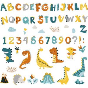 BuerHomie Stickers Muraux Enfants, Autocollant Mural les Chiffres Alphabet Dinosaures, Déco Murale pour les chambres de Bébé Garçon Fille Crèche Garderie (Buerhomie.eur, neuf)