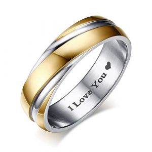 Epinki Bague Breloque, Bague Acier Chirurgical Homme, Alliance pour Mariage Fiançailles Anniversaire t57 (EpinKi, neuf)