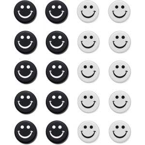 Qualsen Lot de 20 aimants de réfrigérateur, Petits aimants pour Tableau Blanc, Mini aimants Mignons pour réfrigérateur, casier, Tableau Blanc, Cuisine, Bureau, Salle de Classe (Sourire Blanc + Noir) (QualitysenseUK, neuf)