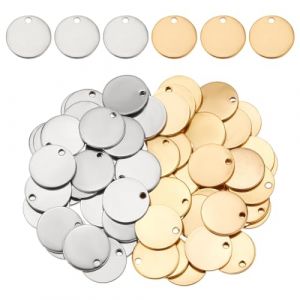 PH PandaHall 60pcs breloques en Acier Inoxydable 304, 15mm Rondes Plates Pendentifs D'&Eacute;tiquette D'Estampage M&eacute;tal Bijoux Bracelets Boucles D'Oreilles Colliers (PandaHall FR, neuf)