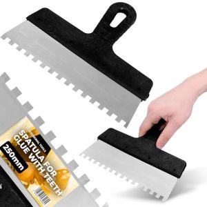 Truelle de Dentée Carrelage 250 mm 8x8 mm Acier Inoxydable Dentelée Spatule Lisseuse Enduit Outil Application Colle Mortier Construction Pose Revêtement Sol Mur Lisseuse (Instalguru-fr, neuf)