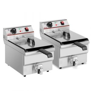 Lot de 2 - Friteuse &eacute;lectrique 8 L - 3000 W - Robinet de Vidange - Inox (Bacchus Equipements, neuf)