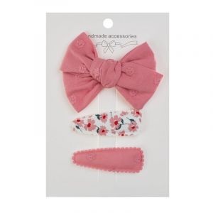 Lot de 3 pinces à cheveux en tissu, mignonnes et mignonnes fabriquées à la main avec des fleurs en nœud, rouge pastèque (shenqiuchengyushangmao, neuf)