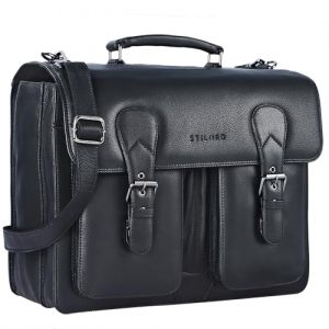 STILORD 'Denver' Grand Saccoche Noire Homme en Cuir Véritable - Sacoche Porte Document pour Ordinateur 15,6-16 Vintage - Serviette Professeur ou Sac pour Le Cours (STILORD Cuir, neuf)