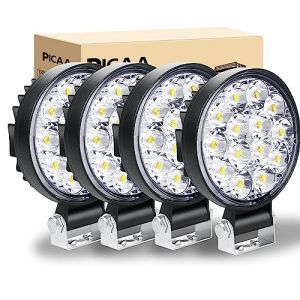 PICAA Phare de Travail LED 3.2 Pouces 42W Ronde Phare Travail Projecteur LED Spot longue port&eacute;e LED Moto Feux de Travail Lampe 12V 24V hors route pour Voiture 4x4 Truck ATV SUV Camion Tracteur（4PCS） (BEISHUO-UK, neuf)
