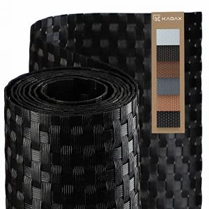 KADAX Brise-vue pour balcon, terrasse, clôture, brise-vue résistant aux intempéries, en rotin synthétique, vendu au mètre, toile de balcon avec serre-câbles, clôture brise-vue (1 x 1 m, noir) (KADAX, neuf)