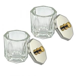 SHERCHPRY 2 pi&egrave;ces Tasses Cristal Manucure Transparentes Verre Octogonal avec Couvercle R&eacute;cipient Liquide et Poudre pour Nail Art Salon Ongles (Dnna Huang, neuf)