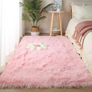Homesally Tapis Chambre Shaggy Tapis pour Salon Tapis Moelleux, Tapis Lavable en Machine, Antid&eacute;rapant Tapis Chambre Adulte, pour Couloir, Descente de Lit,Rose,100&times;160cm (TaiYuanYiHeMaoYiYouXianGongSi, neuf)