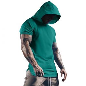 D&eacute;bardeur de sport &agrave; capuche pour homme - T-shirt &agrave; manches courtes - T-shirt de musculation - T-shirt d'entra&icirc;nement - Sweat &agrave; capuche sans manches - Sport - Fitness - Gym - Pull &agrave; capuche - V&ecirc;tement (⭐⭐⭐⭐⭐ZIWEIMAOYI, neuf)