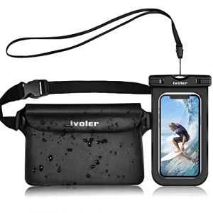 ivoler 2 en 1 Kit Sac avec Pochette &Eacute;tanche T&eacute;l&eacute;phone, Etui Imperm&eacute;able &agrave; Ceinture avec Housse &Eacute;tanche Smartphones pour Camping Nautique Kayak P&ecirc;che Rafting Natation (Noir) (BOGEmall-AMFR, neuf)
