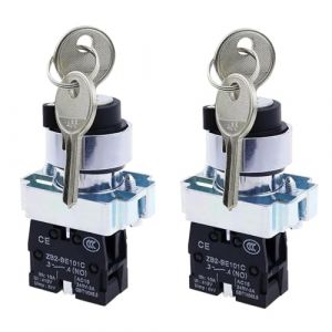 Gebildet Interrupteur à clé 2Positions Maintenues 1NO Interrupteur à clé Rotatif à Verrouillage 10A 440V XB2-10Y/21.(2positions maintenues) (Gebildet-FR, neuf)