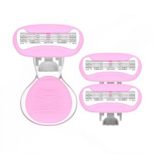 Rasoir à manche court pour femme avec cinq lames, peut enlever l'excès de poils du corps des bras, des jambes, des aisselles, des zones privées, etc. Réutilisable, avec têtes de rasoir remplaçables (SunWings, neuf)