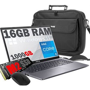 ASUS Ordinateur portable I5 Écran LED Full HD 15,6" Slim Cpu Intel Quad Core i5-1235U 12th gen Up to 4,4Ghz /RAM 16Go DDR4/SSD M2 1000 Go /VGA FHD/Hdmi/Wifi/Bt/Windows 11 pro/Souris + Sac (RGDIGITAL, neuf)
