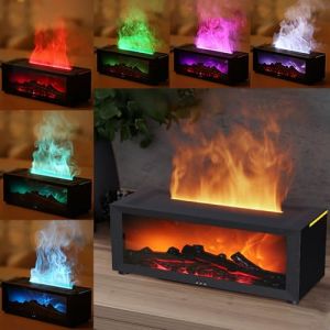Diffuseur Huiles Essentielles Chemin&eacute;e, 180ML Diffuseur D'ar&ocirc;mes avec Effet Flamme, Lumi&egrave;re avec 7 Changements De Couleur, Diffuseur pour Huiles Essentielles, Humidificateur (Chemin&eacute;e-Noir) (Airmpa, neuf)