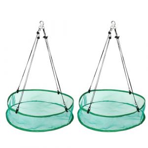 Lyreh 2pcs Plateau R&eacute;cup&eacute;rateur de Graines pour Oiseaux, Diam&egrave;tre 50cm Grand Plateau R&eacute;cup&eacute;ration Graines en Maille avec 8 Cordes Suspension et 4 Sacs Rangement pour Ext&eacute;rieur Attirer Oiseaux(Vert) (moncion, neuf)