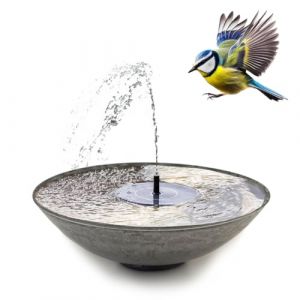 Fontaine solaire pour l'extérieur - 45 cm - Bol gris - Fontaine solaire flottante et bol décoratif comme fontaine de jardin d'extérieur - Jeu d'eau extérieur comme balcon, bain d'oiseaux, jardin (matches21 HOME & HOBBY, neuf)
