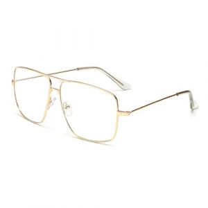 Teuena Montures de Lunettes Homme et Femme, Monture Rectangulaire, Forme Classique Unisexe avec Charni&egrave;res Renforc&eacute;es Gold Fausses Lunettes de Vue Lunettes de Vue Monture Leger pour D&eacute;corative (LangWenFengAn, neuf)