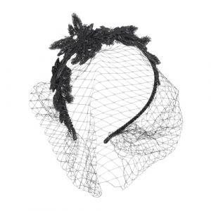 PENIKOKO Bandeau Large Voilette Mariage Noir Accessoire Tête Élégant Dentelle Vintage Headwear Chic pour et Fêtes (xinshengzhan, neuf)