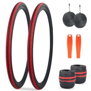 MEGHNA Lot de 2 pneus de v&eacute;lo de route 700x35c 37-622 avec protection anti-crevaison de 3 mm, pneus de v&eacute;lo 28 pouces pour v&eacute;lo de route/v&eacute;lo gravel/v&eacute;lo de ville, enveloppe de pneu (pneus rouges (MEGHNA-EUROPE, neuf)