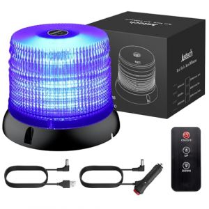 Justech Lumi&egrave;re Rotative 72LED Approuv&eacute;e Stroboscopique E57, Lumi&egrave;re d&rsquo;avertissement Sans Fil Bleue avec T&eacute;l&eacute;commande, &eacute;tanche IP65, 6 Modes de Vol pour Camion 12V / 24V, Remorque, Tracteur (Justech FR, neuf)