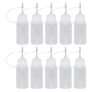 NULYLU Lot de 15 Flacons Souples de 30 Ml Aiguille Applicatrice Blanche, Distributeur Pr&eacute;cis pour Colle Liquide et Huiles, Bouteille Plastique &Eacute;tanche pour Loisirs Cr&eacute;atifs et Bricolage, (HANCF, neuf)