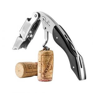 BENKIA Sommelier avec Manche en Bois, Noir - Tire-Bouchon Professionnel en Acier Inoxydable, qualité hôtel et restaurant, avec décapsuleur et Coupe-Capsule - Limonadier Professionnel (Presch, neuf)