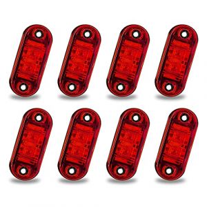Biqing 8PCS Feux de Gabarit LED latéral Eclairage Rouge, Light Side Marker Lumières Feux De Côté Led, Feux De Dégagement Universel 12V / 24V pour voiture camion van remorques camion bus de voiture (YuanGu, neuf)