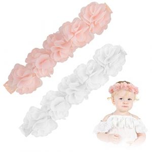 2 Pièces Bandeau Bébé Fille En Mousseline de Soie Fleur Bandeau Couronne Fleur Bande Cheveux Bebe Fille Accessoires Nouveau Né Fille Tout Petit Enfants Nouveau Né Floral Anniversaire Bandeau (Geanjia, neuf)