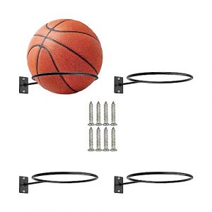 YunBey 4 Pi&egrave;ces Support Mural pour Ballon, Porte-Ballon Inoxydable de Rangement, Support de Basket Noir avec vis pour Rugby, Football, Volleyball, Basketball (Hrroes, neuf)