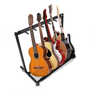 Support de guitare à 5 voies Présentoir de guitare, support de guitare multiple Support de guitare en métal à 5 ??voies pour 5 guitares, support de guitare électrique multiple avec coussin (cnyolee, neuf)