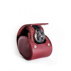 TIMESHELTER &Eacute;tui montre Cuir de voyage et de rangement pour 1 montre Bordeaux - Rangement bijoux - Boite montre/boite a bijoux pour montre - coffret cadeau homme (TimeShelter, neuf)