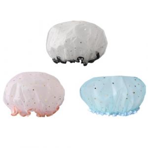 POPETPOP Lot de 3 Bonnets de Bain Imperm&eacute;ables pour Femmes Maille Double Couche Taille Unique &Eacute;lastique Couleurs Pastel Bonnet Soins du Visage et Bain (Riser Treasure, neuf)