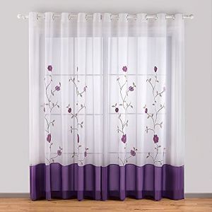 SIMPVALE 2 Pièce Rideaux Voilage, Violet 140cmx245cm Polyester à Œillet Voilages Intérieurs Voilage Fenêtre pour Salon Chambre Bureau Transparent Panneaux Élégante Décoration (Gazelle E-Commerce, neuf)