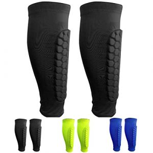 SANON 1 Paire de protège-Tibias de Football, Manchon de Protection des Mollets protège-Tibias Anti-Chocs Professionnels pour Hommes, Femmes et Jeunes (Noir) (LouER Store, neuf)