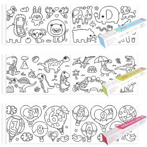 Towviy 3 Rouleau Papier Dessin pour Enfant, Rouleau de Coloriage Enfant, Rouleau de Coloriage Adhésif pour Coloriage Bricolage Cadeau Anniversaire (300 * 30cm, Monde Animal, Dinosaures, Chiffre) (FANCY GINGER - UNIPESSOAL LDA*, neuf)