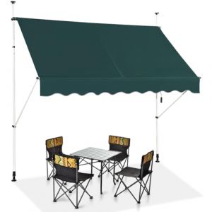 HOMASIS Store à Serrage 150/200/250/300/350/400 cm, Protection Solaire réglable en Hauteur sans perçage, auvent avec manivelle, Store banne Manuel à Bras articulé, pour l'extérieur (Vert, 2.5m) (Homasis, neuf)