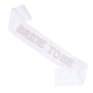 Écharpe Blanche pour Future Mariée, Ceinture de Mariée avec Perles et Strass Enterrement Vie Jeune Fille pour Tenue Fiançailles et Accessoires Mariage (YESIONG, neuf)