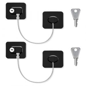 2 Pcs Serrures De R&eacute;Frig&eacute;Rateur Avec Cl&eacute;S,Loquet De Frigo Auto-Adh&eacute;Sif,Serrure De Fen&ecirc;Tre, Serrure De S&eacute;Curit&eacute; Pour Enfants, Pour Armoire, Tiroir, Four (2 Verrous Noirs) (CHmiss, neuf)