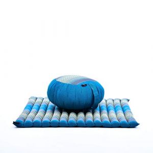 Leewadee Set de m&eacute;ditation - Set de m&eacute;ditation en kapok, coussin et tapis de m&eacute;ditation Zafu et Zabuton, Bleu Clair (Leewadee, neuf)