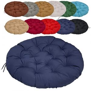 Coussin Rond 110cm/43.3in, Coussin Fauteuil Rotin Rond, avec Sangles De Positionnement, pour Balcon, Tatami, terrasse, Baie vitrée, Salon, Sol - Bleu Marine (caohaifeng233, neuf)